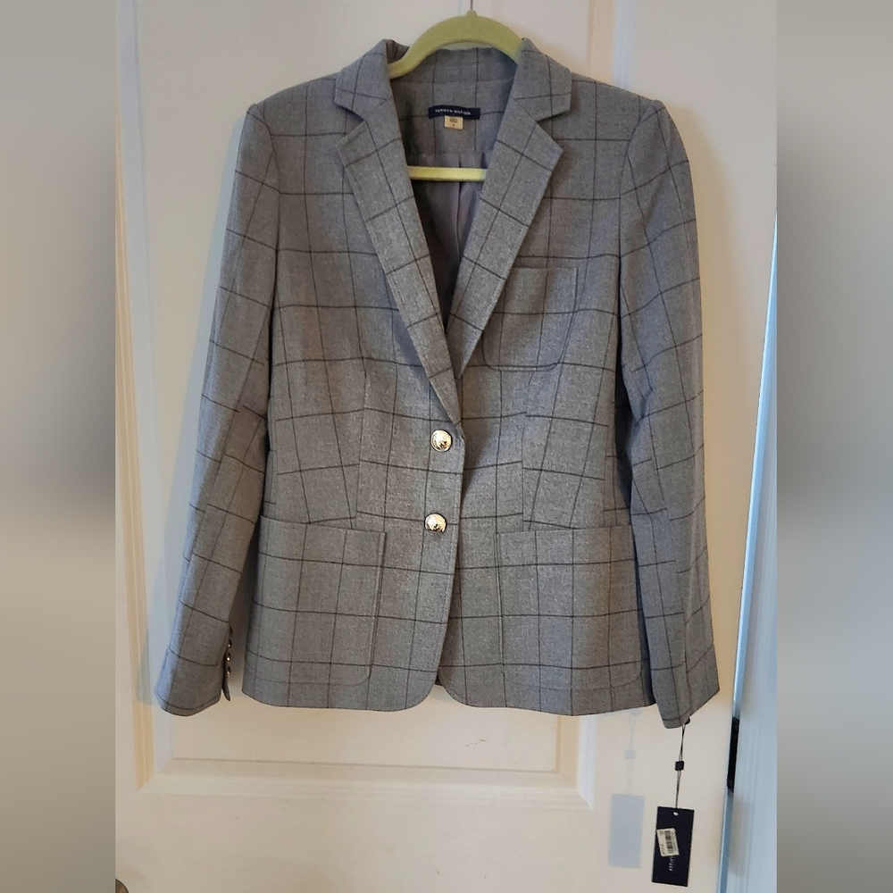 Tommy‎ Hilfiger Gray Checkered Blazer